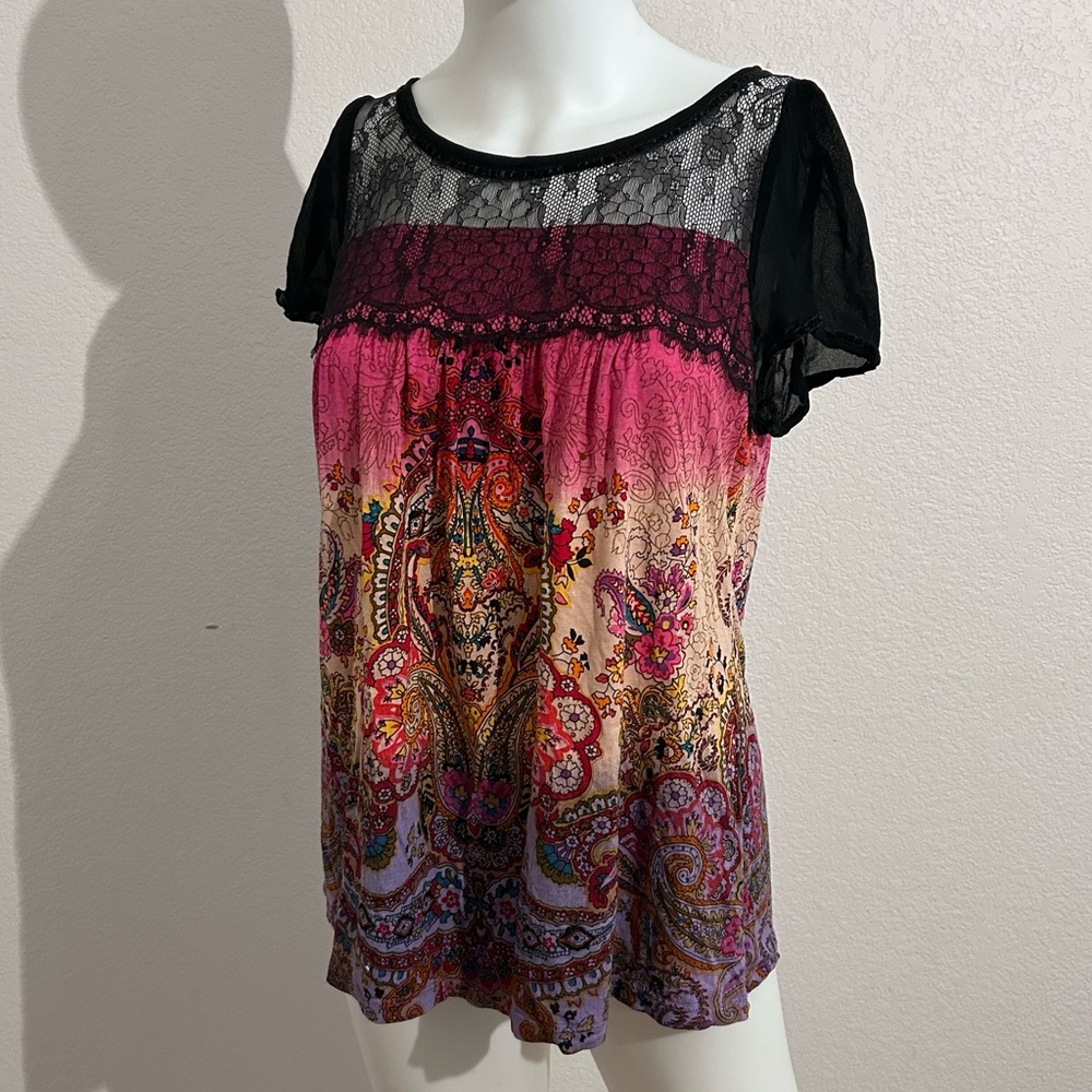 Bila Multicolor Lace Accent Blouse